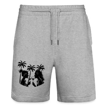 Fête des palmiers silhouette des femmes - Short de jogging bio TRAINER Stanley/Stella unisexe - gris chiné - Devant - Nik (191cm) & Marisol (170cm)
