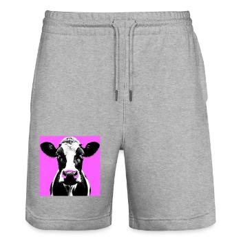 cow - Stanley/Stella Trainer Unisex Organic Jogging Shorts - heather grey - Front - Nik (191cm) & Marisol (170cm)