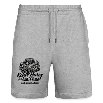 Echte Autos ............keine Ladezeit - Stanley/Stella Unisex Bio Joggingshorts Trainer  - Grau meliert - Vorne - Nik (191cm) & Marisol (170cm)