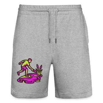 Discgolf Wasserhindernis Icon - Stanley/Stella Unisex Bio Joggingshorts Trainer  - Grau meliert - Vorne - Nik (191cm) & Marisol (170cm)