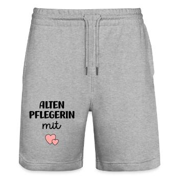 Altenpflegerin mit Herz - Stanley/Stella Unisex Bio Joggingshorts Trainer  - Grau meliert - Vorne - Nik (191cm) & Marisol (170cm)