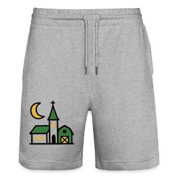 Œuvres d’art de la lune de l’église du village - Short de jogging bio TRAINER Stanley/Stella unisexe - gris chiné - Devant - Nik (191cm) & Marisol (170cm)