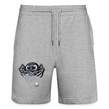 Araignée tricoteuse - Short de jogging bio TRAINER Stanley/Stella unisexe - gris chiné - Devant - Nik (191cm) & Marisol (170cm)