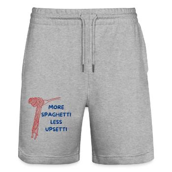 fun spaghetti design - Stanley/Stella Trainer Unisex Organic Jogging Shorts - heather grey - Front - Nik (191cm) & Marisol (170cm)