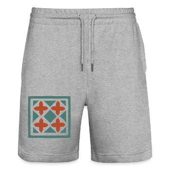 Tuiles andalouses 15 - Short de jogging bio TRAINER Stanley/Stella unisexe - gris chiné - Devant - Nik (191cm) & Marisol (170cm)