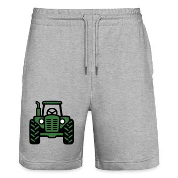 Tractor Front View Logo - Stanley/Stella Trainer Unisex Organic Jogging Shorts - heather grey - Front - Nik (191cm) & Marisol (170cm)