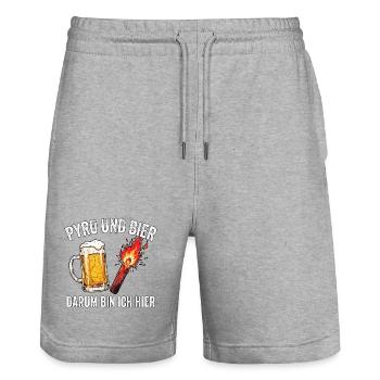 Pyro Und Bier Stadion - Stanley/Stella Unisex Bio Joggingshorts Trainer  - Grau meliert - Vorne - Nik (191cm) & Marisol (170cm)