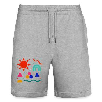 Lebendige Geometrie Sonnenfarben Muster - Stanley/Stella Unisex Bio Joggingshorts Trainer  - Grau meliert - Vorne - Nik (191cm) & Marisol (170cm)
