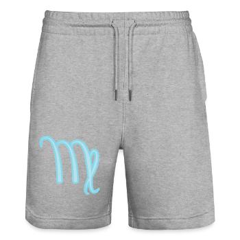 Jungfrau Sternzeichen Pastel Blau - Stanley/Stella Unisex Bio Joggingshorts Trainer  - Grau meliert - Vorne - Nik (191cm) & Marisol (170cm)