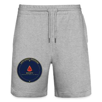 Nacht Snack Gesellschaft Emblem - Stanley/Stella Unisex Bio Joggingshorts Trainer  - Grau meliert - Vorne - Nik (191cm) & Marisol (170cm)