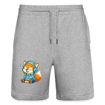 07_Miofox_Musik - Stanley/Stella Unisex Bio Joggingshorts Trainer  - Grau meliert - Vorne - Nik (191cm) & Marisol (170cm)