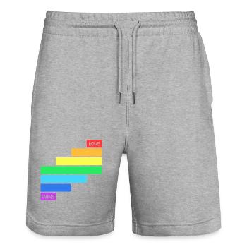 Love Wins - Regenbogen Querstreifen Design - Stanley/Stella Unisex Bio Joggingshorts Trainer  - Grau meliert - Vorne - Nik (191cm) & Marisol (170cm)