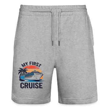 Meine erste Kreuzfahrt - Stanley/Stella Unisex Bio Joggingshorts Trainer  - Grau meliert - Vorne - Nik (191cm) & Marisol (170cm)