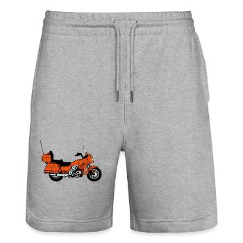 Motorrad , Goldwing , Chopper , Kult(25) - Stanley/Stella Unisex Bio Joggingshorts Trainer  - Grau meliert - Vorne - Nik (191cm) & Marisol (170cm)