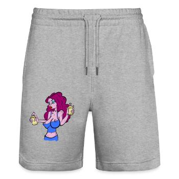 Girl - Stanley/Stella Unisex Bio Joggingshorts Trainer  - Grau meliert - Vorne - Nik (191cm) & Marisol (170cm)
