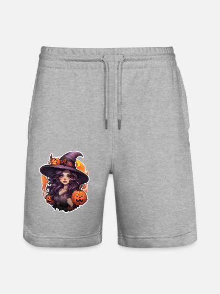 Halloween Hexe 3 - Stanley/Stella Unisex Bio Joggingshorts Trainer  - Grau meliert