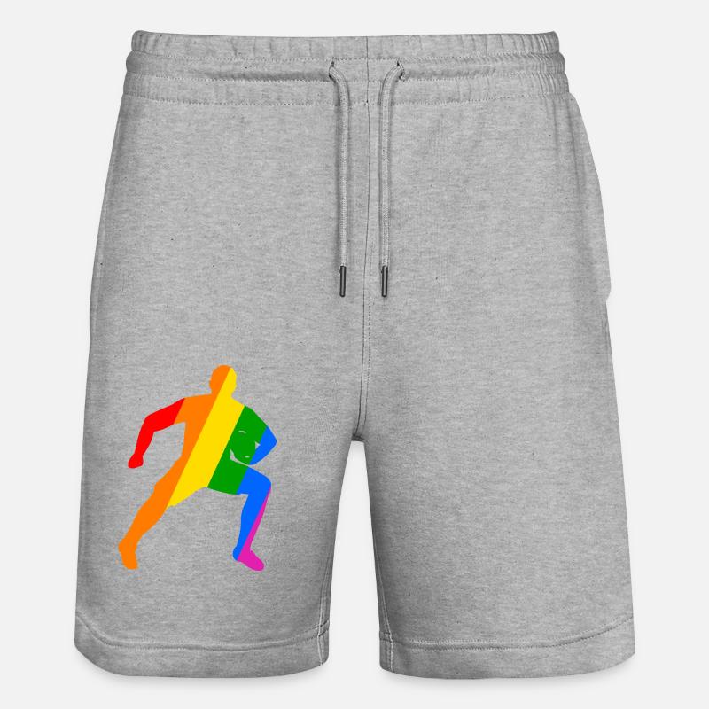 Rugby Power im Regenbogen - Stanley/Stella Unisex Bio Joggingshorts Trainer  - Grau meliert