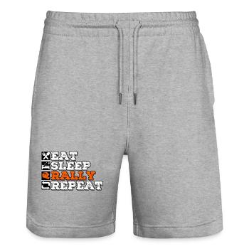 Eat Sleep Rally Repeat - Stanley/Stella Trainer Unisex Organic Jogging Shorts - heather grey - Front - Nik (191cm) & Marisol (170cm)