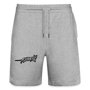 Cat Cat Black Kitten - Stanley/Stella Trainer Unisex Organic Jogging Shorts - heather grey - Front - Nik (191cm) & Marisol (170cm)