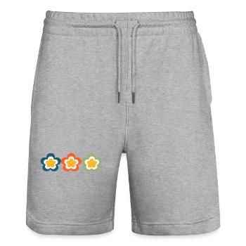 70s Flower Pattern - Stanley/Stella Trainer Unisex Organic Jogging Shorts - heather grey - Front - Nik (191cm) & Marisol (170cm)