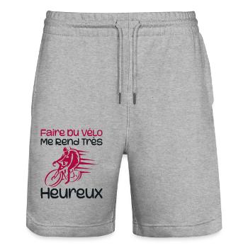 Cycling Makes Me Very Happy - Cycling - Stanley/Stella Trainer Unisex Organic Jogging Shorts - heather grey - Front - Nik (191cm) & Marisol (170cm)