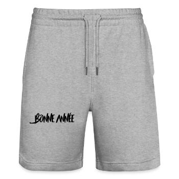 BONNE ANNEE. SAINT SYLVESTRE. NOUVELLE ANNÉE - Short de jogging bio TRAINER Stanley/Stella unisexe - gris chiné - Devant - Nik (191cm) & Marisol (170cm)