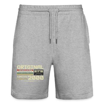 January 2000 | January 2000 Birthday Gift - Stanley/Stella Trainer Unisex Organic Jogging Shorts - heather grey - Front - Nik (191cm) & Marisol (170cm)