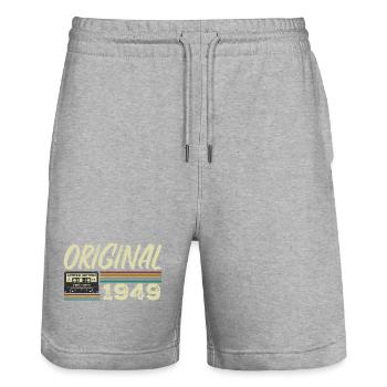 Original 1949 Rétro Cadeau Anniversaire Né En 1949 - Short de jogging bio TRAINER Stanley/Stella unisexe - gris chiné - Devant - Nik (191cm) & Marisol (170cm)