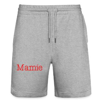 MAMIE. MAMAN. FÊTE DES MÈRES. BONNE FÊTE MAMIE - Short de jogging bio TRAINER Stanley/Stella unisexe - gris chiné - Devant - Nik (191cm) & Marisol (170cm)