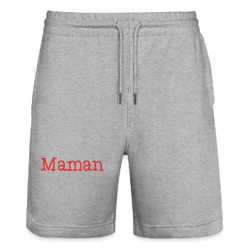 BONNE FÊTE MAMAN. MAMAN. FÊTE DES MÈRES - Short de jogging bio TRAINER Stanley/Stella unisexe - gris chiné - Devant - Nik (191cm) & Marisol (170cm)