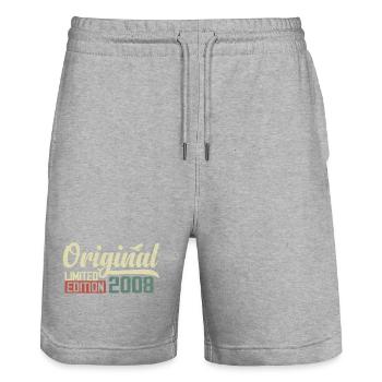 Geboren im Jahr 2008 Vintage Retro Geburtstag 2008 Geschenk - Stanley/Stella Unisex Bio Joggingshorts Trainer  - Grau meliert - Vorne - Nik (191cm) & Marisol (170cm)