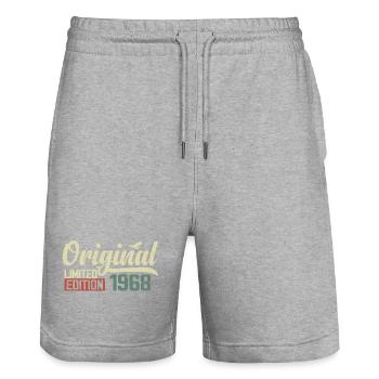 Né en 1968 Vintage Anniversaire Rétro 1968 Cadeau - Short de jogging bio TRAINER Stanley/Stella unisexe - gris chiné - Devant - Nik (191cm) & Marisol (170cm)