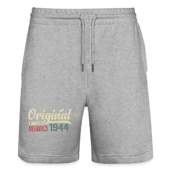 Né en 1944 Vintage Anniversaire Rétro 1944 Cadeau - Short de jogging bio TRAINER Stanley/Stella unisexe - gris chiné - Devant - Nik (191cm) & Marisol (170cm)