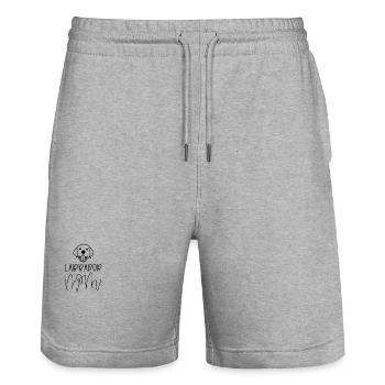 Dog Mom LAB | Labrador Mutter - Stanley/Stella Unisex Bio Joggingshorts Trainer  - Grau meliert - Vorne - Nik (191cm) & Marisol (170cm)