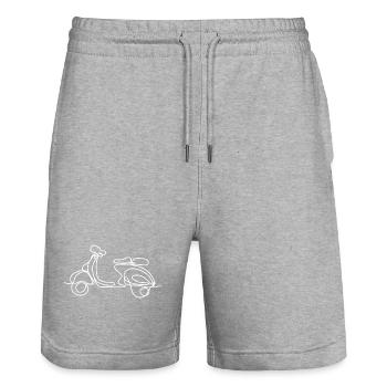 Biker Gift Motorcycle Line ART Gift - Stanley/Stella Trainer Unisex Organic Jogging Shorts - heather grey - Front - Nik (191cm) & Marisol (170cm)