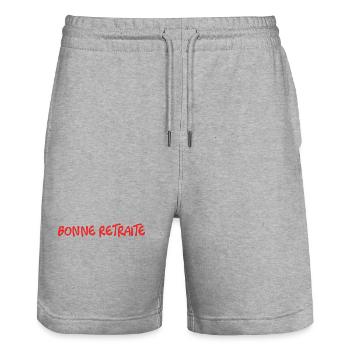 RETRAITE. RETRAITE. RETRAITEE. RETRAITE - Short de jogging bio TRAINER Stanley/Stella unisexe - gris chiné - Devant - Nik (191cm) & Marisol (170cm)