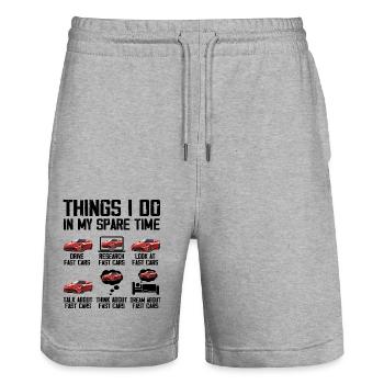 Dinge, die ich in meiner Freizeit mache Autoliebhaber - Stanley/Stella Unisex Bio Joggingshorts Trainer  - Grau meliert - Vorne - Nik (191cm) & Marisol (170cm)