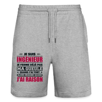 Ingenieur Humor Geschenk Student Ingenieur - Stanley/Stella Unisex Bio Joggingshorts Trainer  - Grau meliert - Vorne - Nik (191cm) & Marisol (170cm)