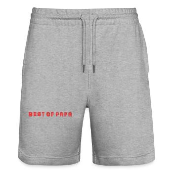 FATHER'S DAY. HAPPY FATHER'S DAY. DAD. HAPPY BIRTHDAY. - Stanley/Stella Trainer Unisex Organic Jogging Shorts - heather grey - Front - Nik (191cm) & Marisol (170cm)