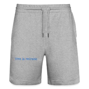 RETRAITE. RETRAITE. RETRAITEE. RETRAITE - Short de jogging bio TRAINER Stanley/Stella unisexe - gris chiné - Devant - Nik (191cm) & Marisol (170cm)