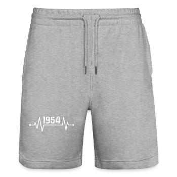 Tolles Geburtstagsgeschenk 1954 seit 1954 - Stanley/Stella Unisex Bio Joggingshorts Trainer  - Grau meliert - Vorne - Nik (191cm) & Marisol (170cm)