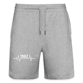 Awesome 1982 Birthday Gift Since 1982 - Stanley/Stella Trainer Unisex Organic Jogging Shorts - heather grey - Front - Nik (191cm) & Marisol (170cm)