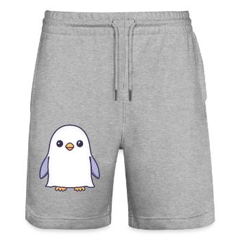 Pingouin Halloween Bande dessinée Fantôme - Short de jogging bio TRAINER Stanley/Stella unisexe - gris chiné - Devant - Nik (191cm) & Marisol (170cm)
