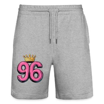 96 Zahl Krone - Stanley/Stella Unisex Bio Joggingshorts Trainer  - Grau meliert - Vorne - Nik (191cm) & Marisol (170cm)