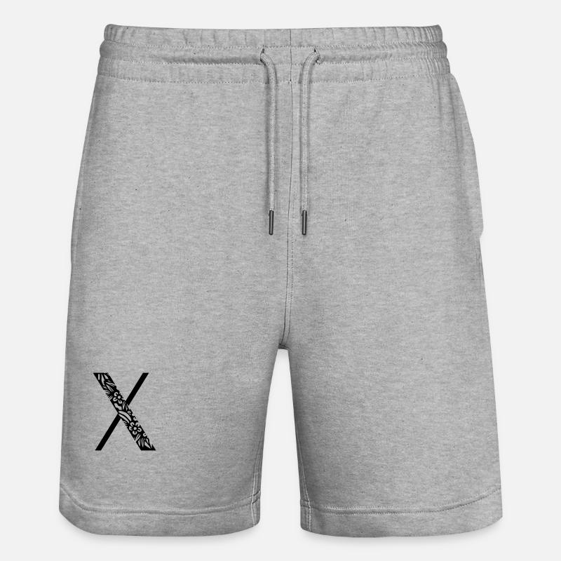 Buchstabe X - Stanley/Stella Unisex Bio Joggingshorts Trainer  - Grau meliert