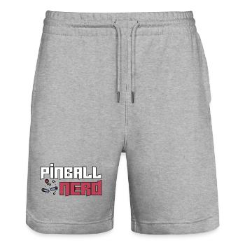 Pinball Nerd Joueur de flipper Flipper Rouge Blanc - Short de jogging bio TRAINER Stanley/Stella unisexe - gris chiné - Devant - Nik (191cm) & Marisol (170cm)