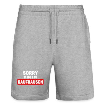 Kaufrausch EInkaufen Kaufsucht Kaufen Konsum - Stanley/Stella Unisex Bio Joggingshorts Trainer  - Grau meliert - Vorne - Nik (191cm) & Marisol (170cm)