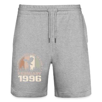 Incomparable depuis février 1996, 28e Anniversaire - Short de jogging bio TRAINER Stanley/Stella unisexe - gris chiné - Devant - Nik (191cm) & Marisol (170cm)