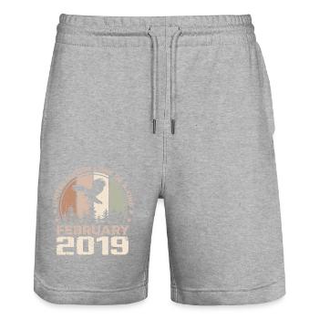 Incomparable since February 2019, 5th Anniversary - Stanley/Stella Trainer Unisex Organic Jogging Shorts - heather grey - Front - Nik (191cm) & Marisol (170cm)