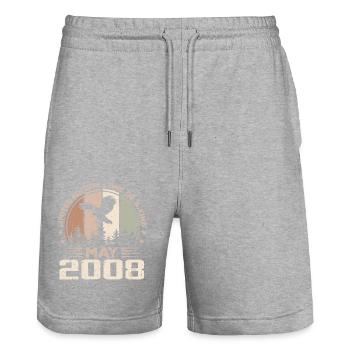 Incomparable since May 2008, 16th Anniversary - Stanley/Stella Trainer Unisex Organic Jogging Shorts - heather grey - Front - Nik (191cm) & Marisol (170cm)
